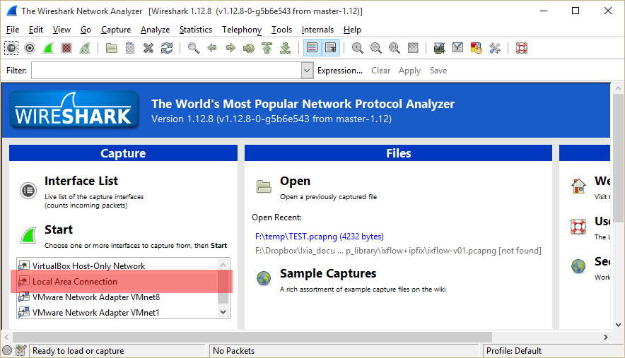 wireshark packet capture not enabled