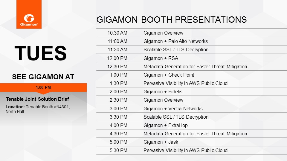 Gigamon Schedule-RSA Conference 2017-Tuesday
