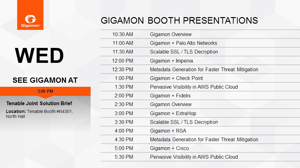 Gigamon Schedule-RSA Conference 2017-Wednesday