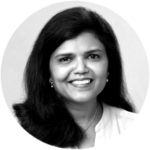 Black and white headshot of Meenal Agarwal.